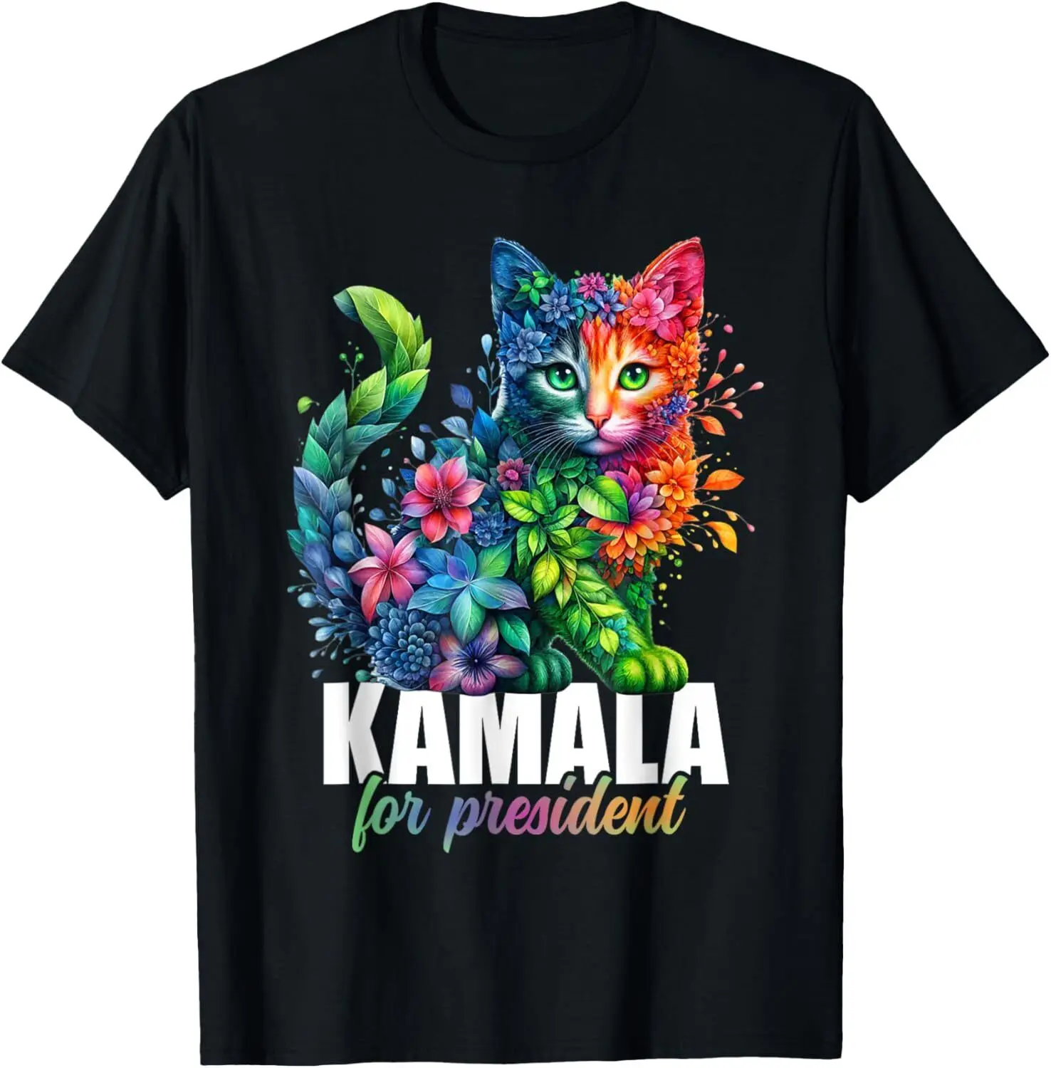 

Kamala Harris for President Cute Cat floral feminine Flowers T-Shirt