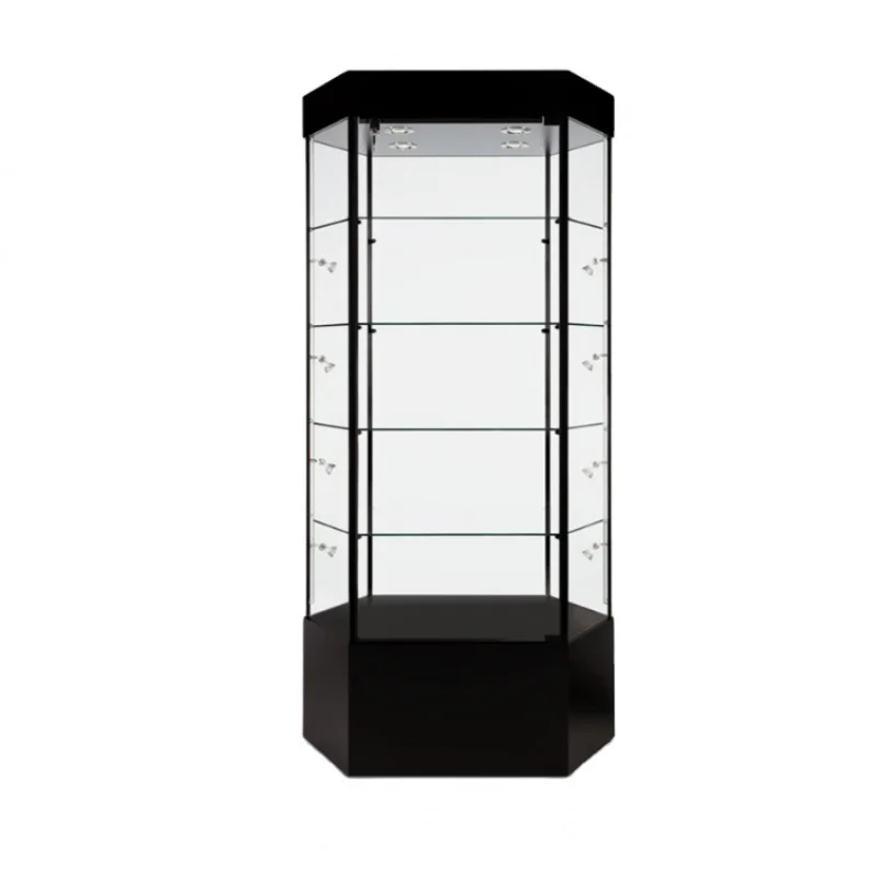 custom.KEWAY Custom Temper Glass Display Cabinet I Tower Showcase For Shopping Center