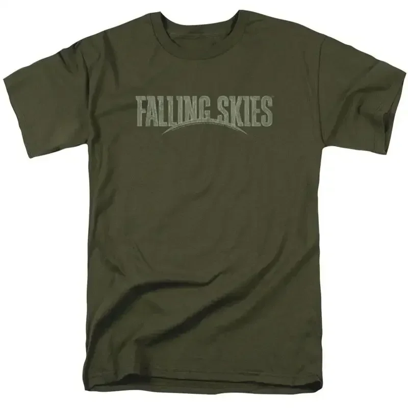 Camiseta con logotipo desgastado de Falling Skies, camiseta con licencia de ciencia ficción, Alien TV, verde militar