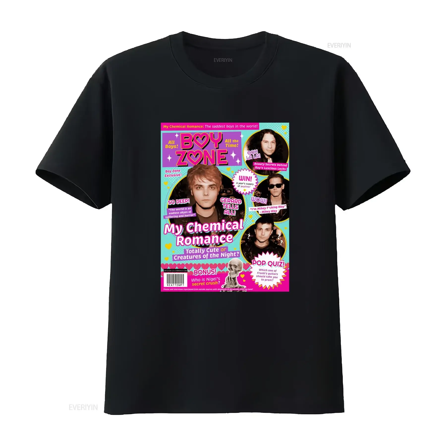 MCR My Chemical Romance Boy Zone Magazine Cover 2022 Tour T Shirt Men s Small Exclusive Design Deep Themes Pop Quiz Fun homme