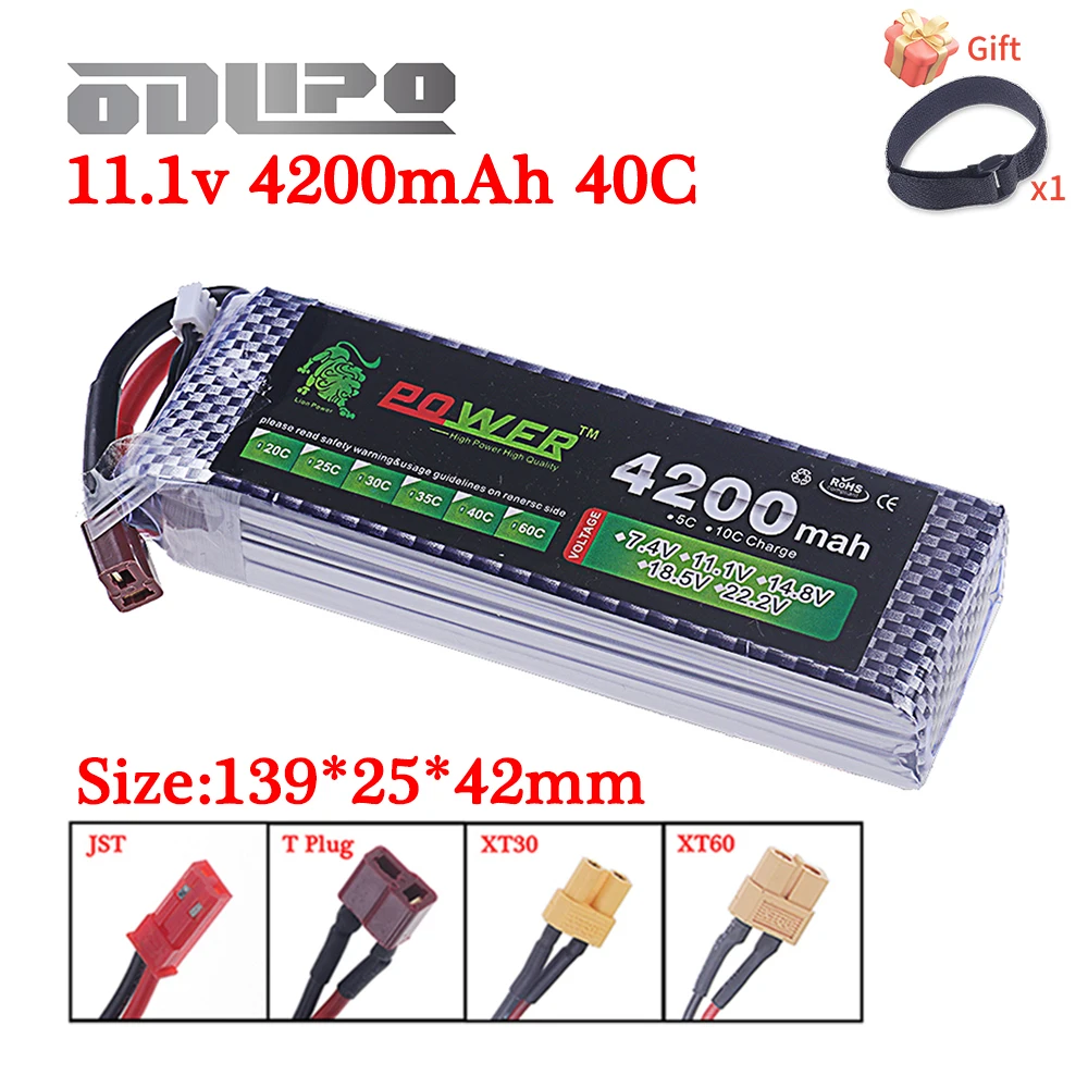 3S 11.1V Lipo Battery for 4200mAh 40C~60C with XT60 DEANS T XT30 JST Plug for RC Airplane Quadcopter Drone FPV Truck Helicopter