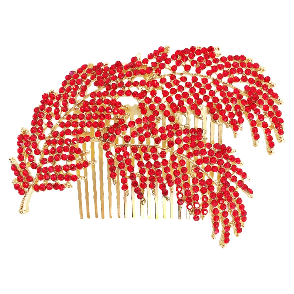 

Аксессуары для жемчужных цветов, расческа со стразами, свадебные головные уборы, листья дерева невесты, красная вставка, расческа, головной убор невесты, заколки для волос