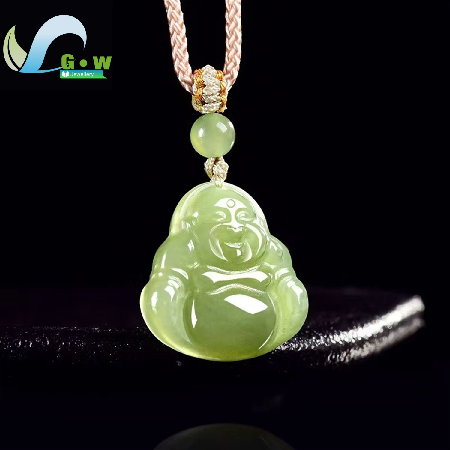 Natural Old Stock Hetian Jade Laughing Buddha Pendant Unisex Daily Classic Minimalist Style Retro Ethnic Style Jewelry Gift
