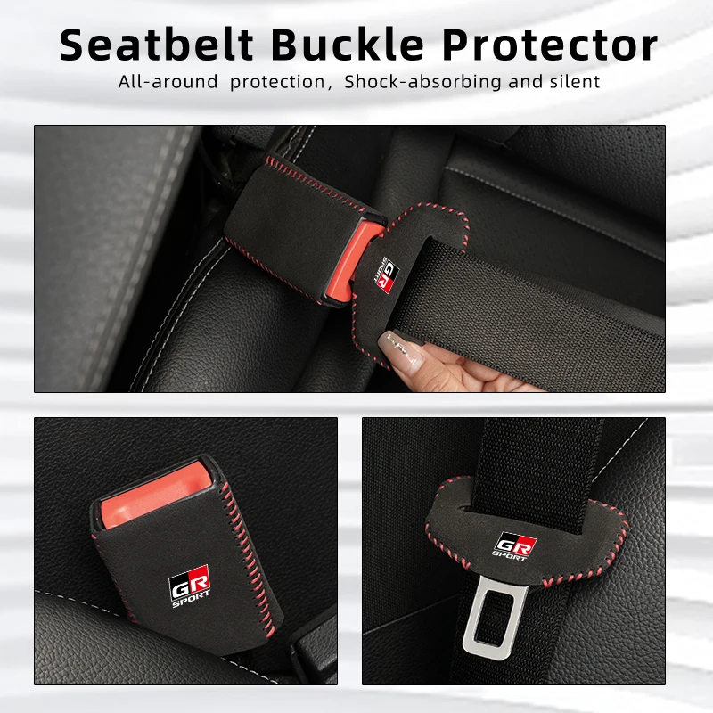 Car Seat Belt Buckle Clip Protector Cover Accessories For Toyota GR GAZOO RACING Prado Yaris Hilux Corolla Prius Avensis Rav4