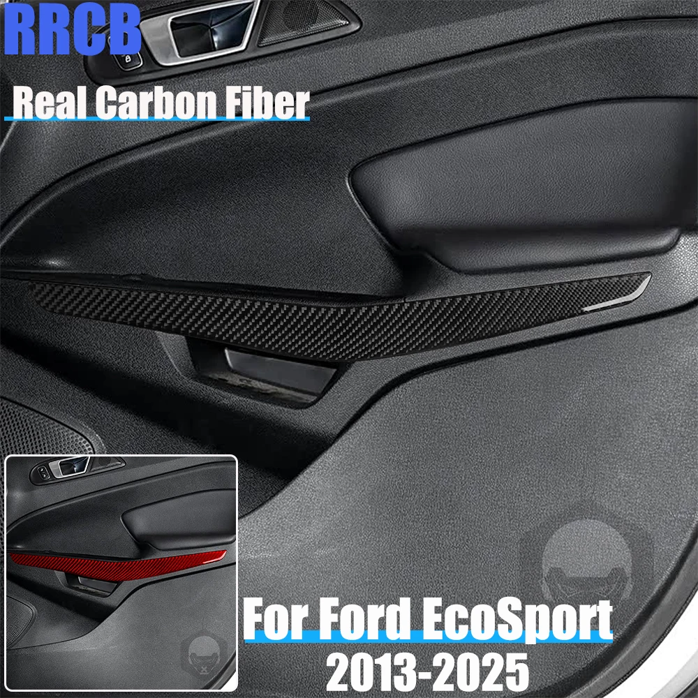 

Real Carbon Fiber Car Accessories Front Door Armrest Soft Cover Sticker For Ford EcoSport 13 2014 2015 2016 2017 2018 2019-2025