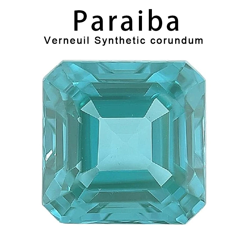 

Paraiba Colour Synthetic corundum 10x10mm Asscher Sapphire Square Gemstone Pass diamonds pen test Charms Jewelry Making Material