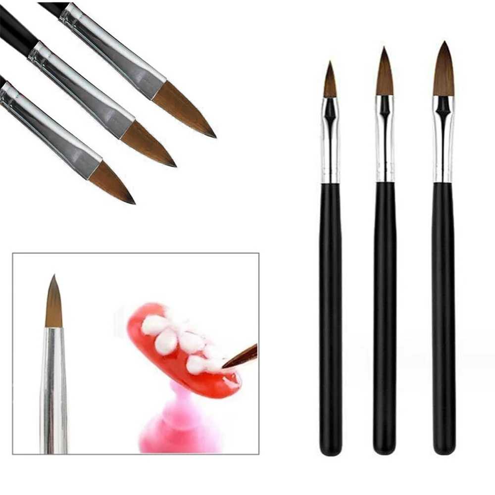 3 pz/set pennello per nail art per scultura in polvere liquida acrilica intaglio fiore penna manicure disegno 3D strumenti di pittura gel UV