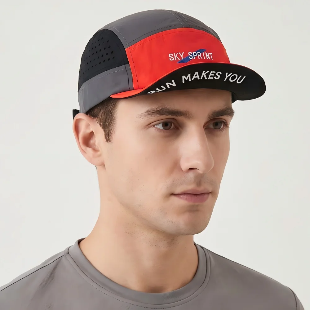 Color Block Quick Dry Baseball Cap Flip Brim Mesh Breathable Sun Hat Unisex Fashion Versatile Outdoor Running Sports UV