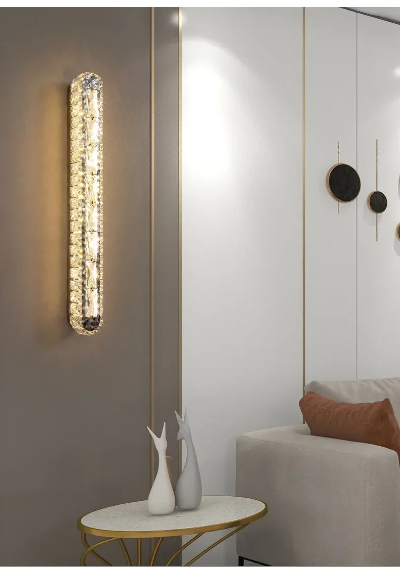 Lámpara de pared de cristal LED ovalada moderna de lujo, accesorios de iluminación para interiores, decoración del hogar, sala de estar y