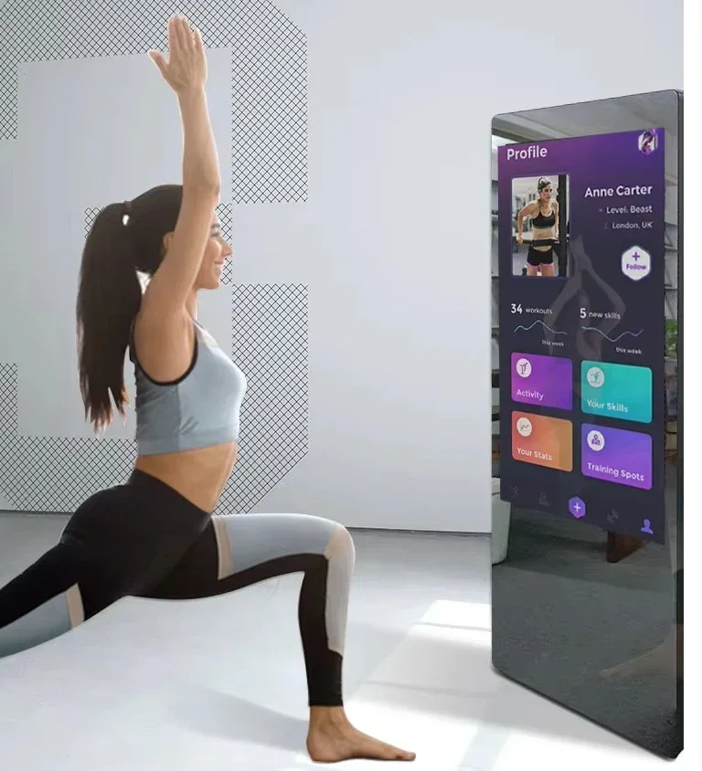 32 43 بوصة مرآة اللياقة البدنية الذكية مرآة تركيب افتراضي شاشة تعمل باللمس التفاعلية مرآة سحرية لممارسة التمارين الرياضية/الرياضة/صالة الألعاب الرياضية/اليوغا #3