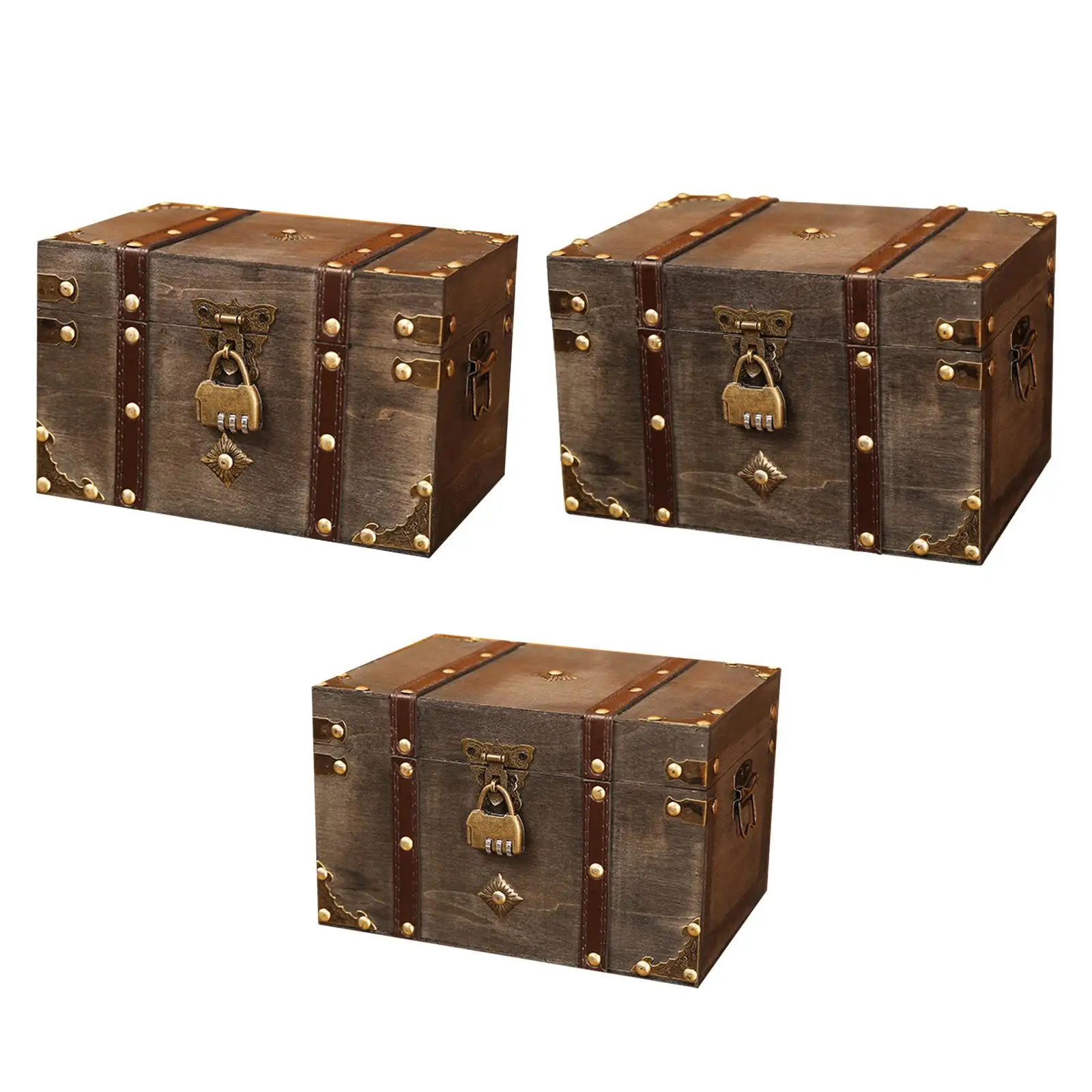 Wooden Storage Trunk Collectible Home Decor Keepsakes Box Container Treasure Chest Box Storage Box for Small Objects Trinkets