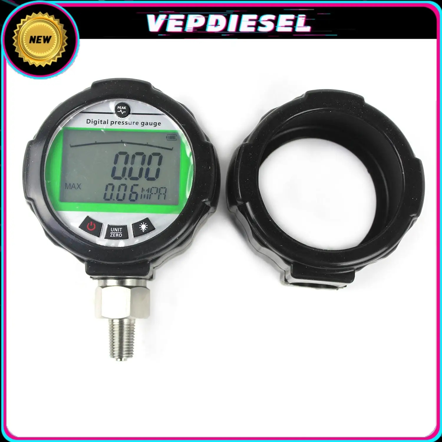 

Digital Pressure Gauge Digital Display 40MPA Dial 0.4%FS Accuracy 1/4NPT Interface Hydraulic Air Gas Water Oil Pressure Gauge