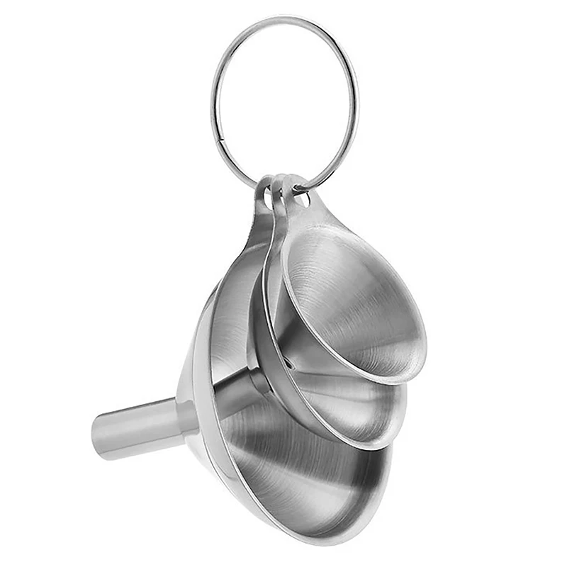 1Set Stainless Steel Funnel Three-piece Set Mini Funnel Oil Spill Wine Spill Tool Multipurpose Funnel Bar Kitchen Supplies