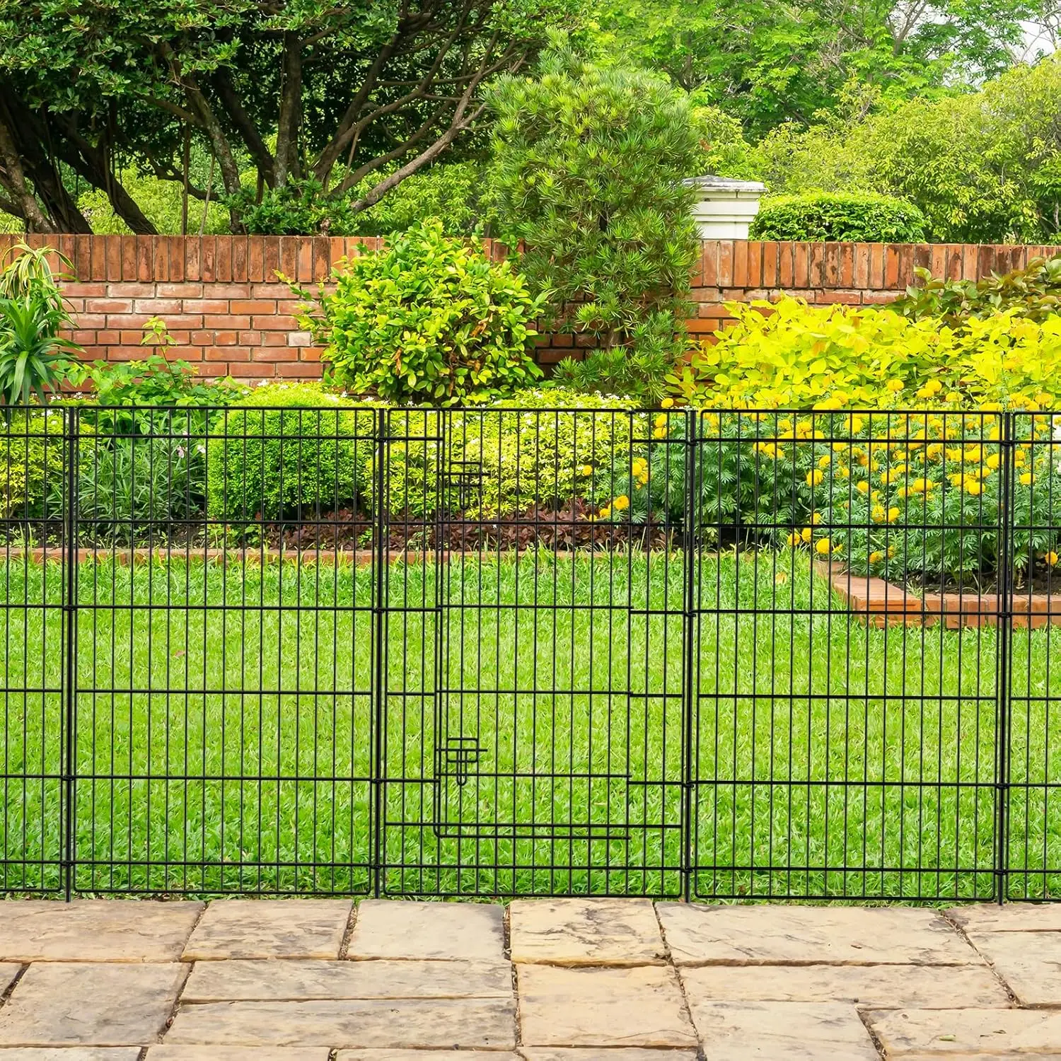 

Decorative Garden Fence 12 Panels 26ft x 36in with Gate, Rustproof Metal Wire for Yard Lawn Park Animal Barrier