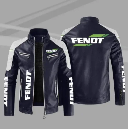 

FENDT Logo Men Winter Leather Jackets Casual Coat Mens Fashion Motorcycle Jacket Coats Male Fleece Warm Slim Fit Outerwear