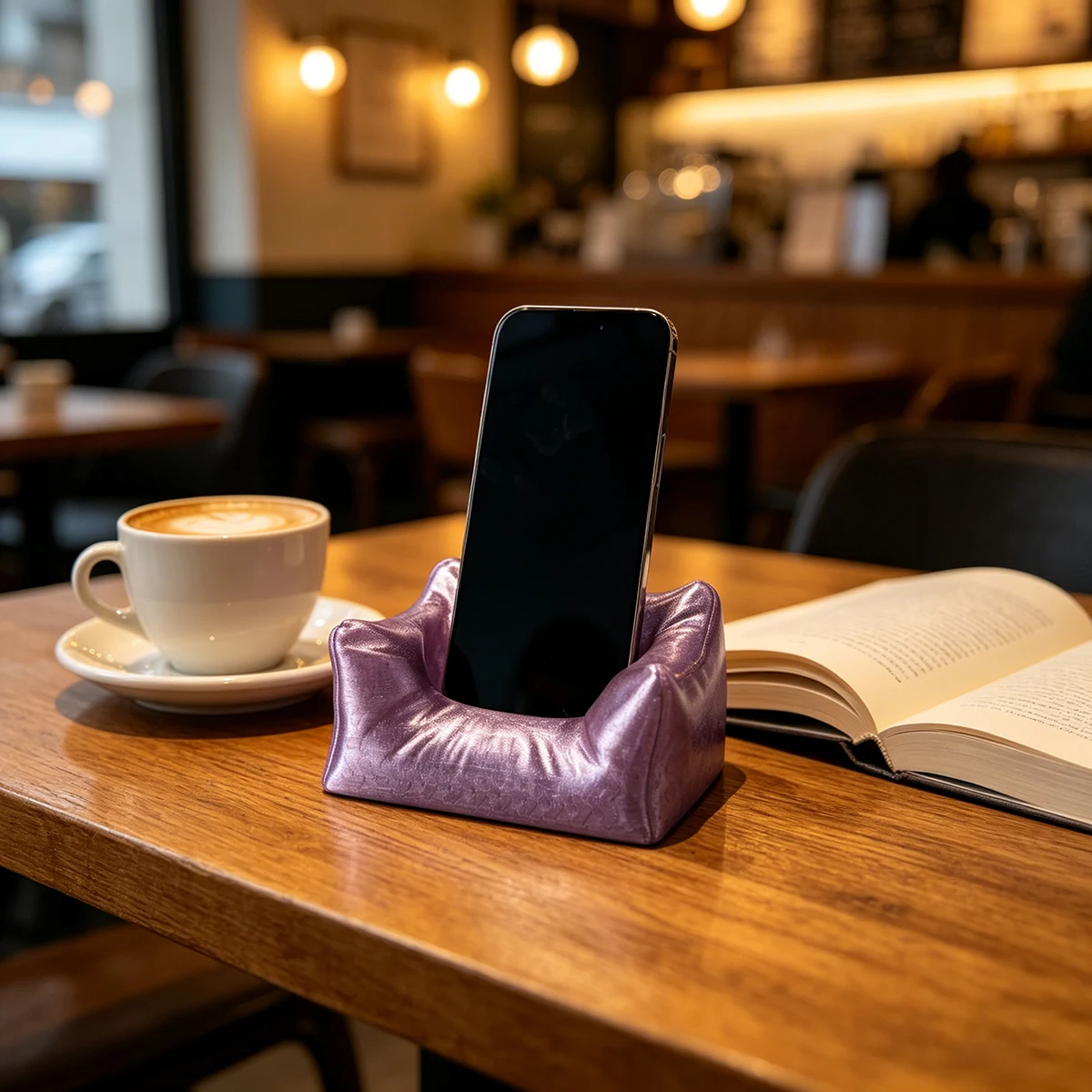 

Pearlescent Purple Mini Sofa-Shaped Phone Stand, Creative and Quirky Desktop Lazy Phone Holder, Office Desk Gadget for Watching Shows, Student Dormitory Online Class Phone Stand, Bedside Lazy Phone Support Stand, Outdo