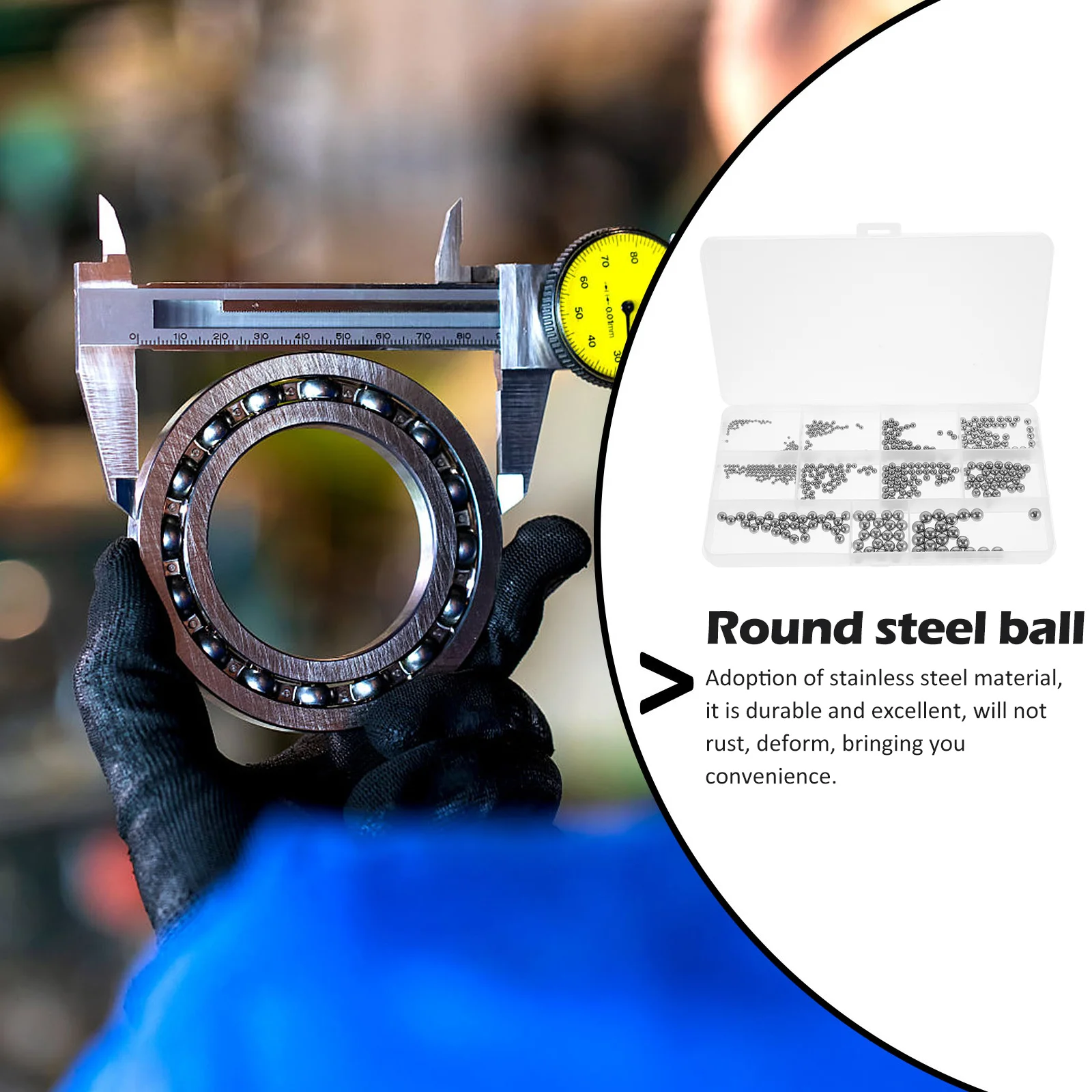 

510Pcs Stainless Steel Ball Bearing Steel Beads Smooth Round Bearing Bead Assortment for Bicycle Motorcycle Furniture Caster