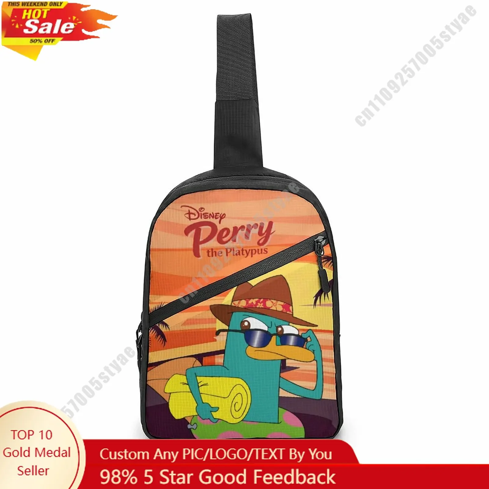 

Perry The Platypus Chest Bag Disney Customized Personalized Photos Text Logo Lightweight Travel Sling Waterproof Shoulder Bag