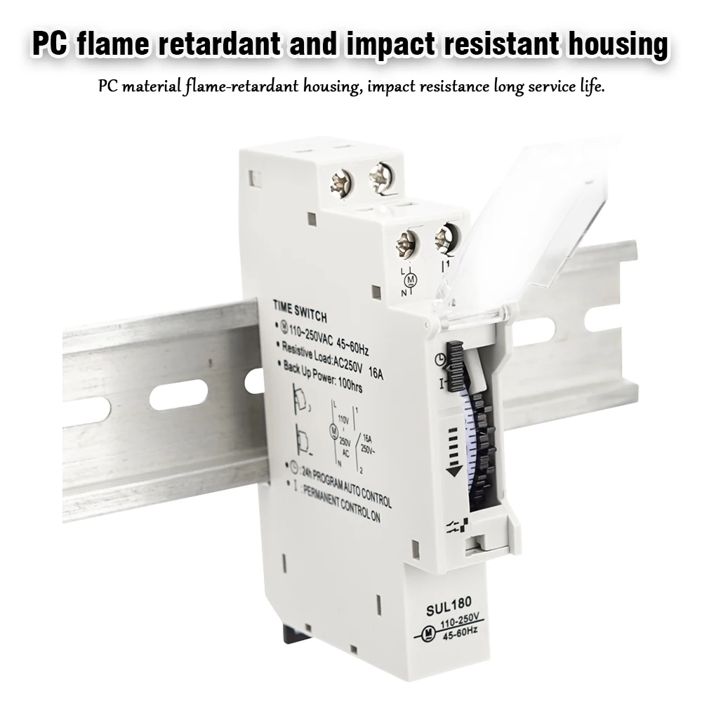 SUL180a 15 Minutes Mechanical Timer 24 Hours Programmable Din Rail Timer Time Switch Relay Measurement Analysis Instruments New