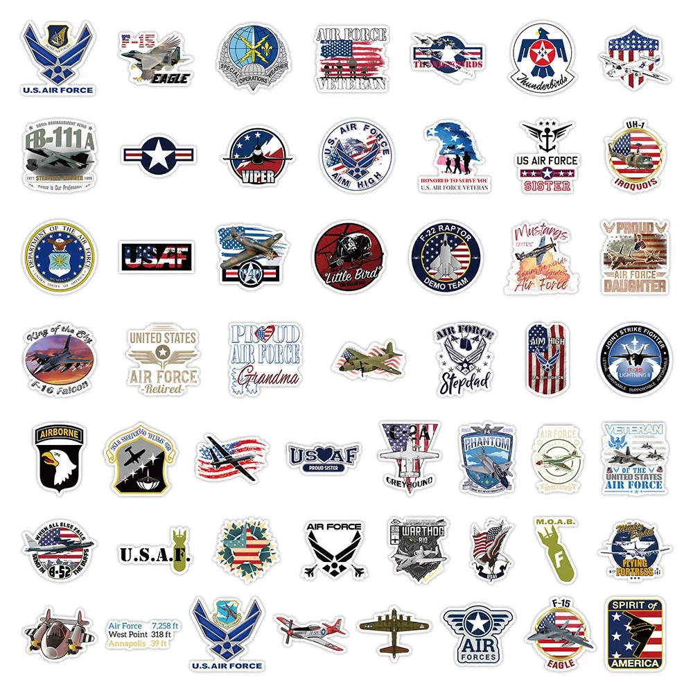 50pcs New Military Theme Air Force and Army Personality Graffiti Refrigerator Computer Car Trunk Water Cup Waterproof Sticker