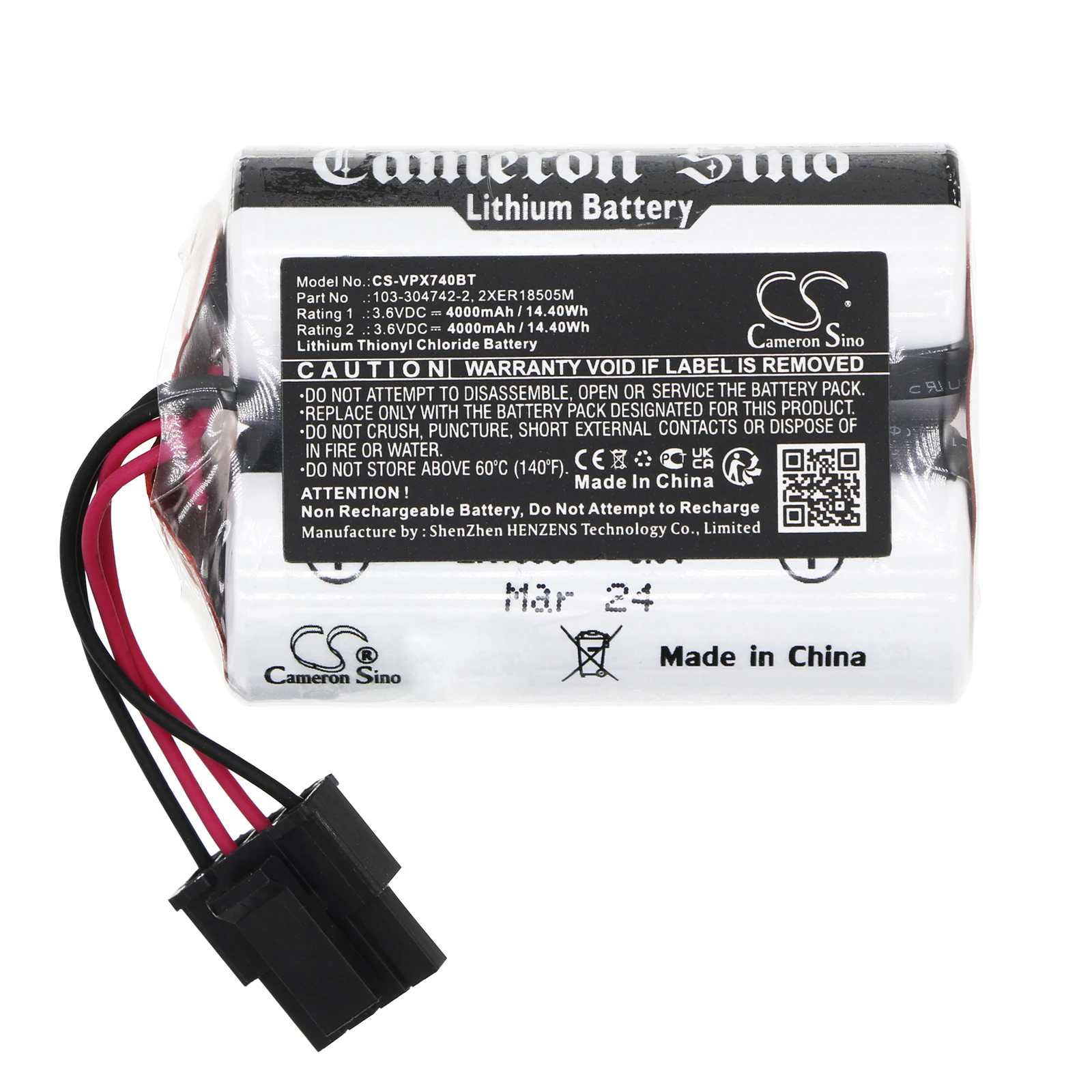 3.6V 4000mAh Alarm System battery for Visonic MCS-740, SR-740 PG2 , Non-rechargeable, Double check the connector!!!!