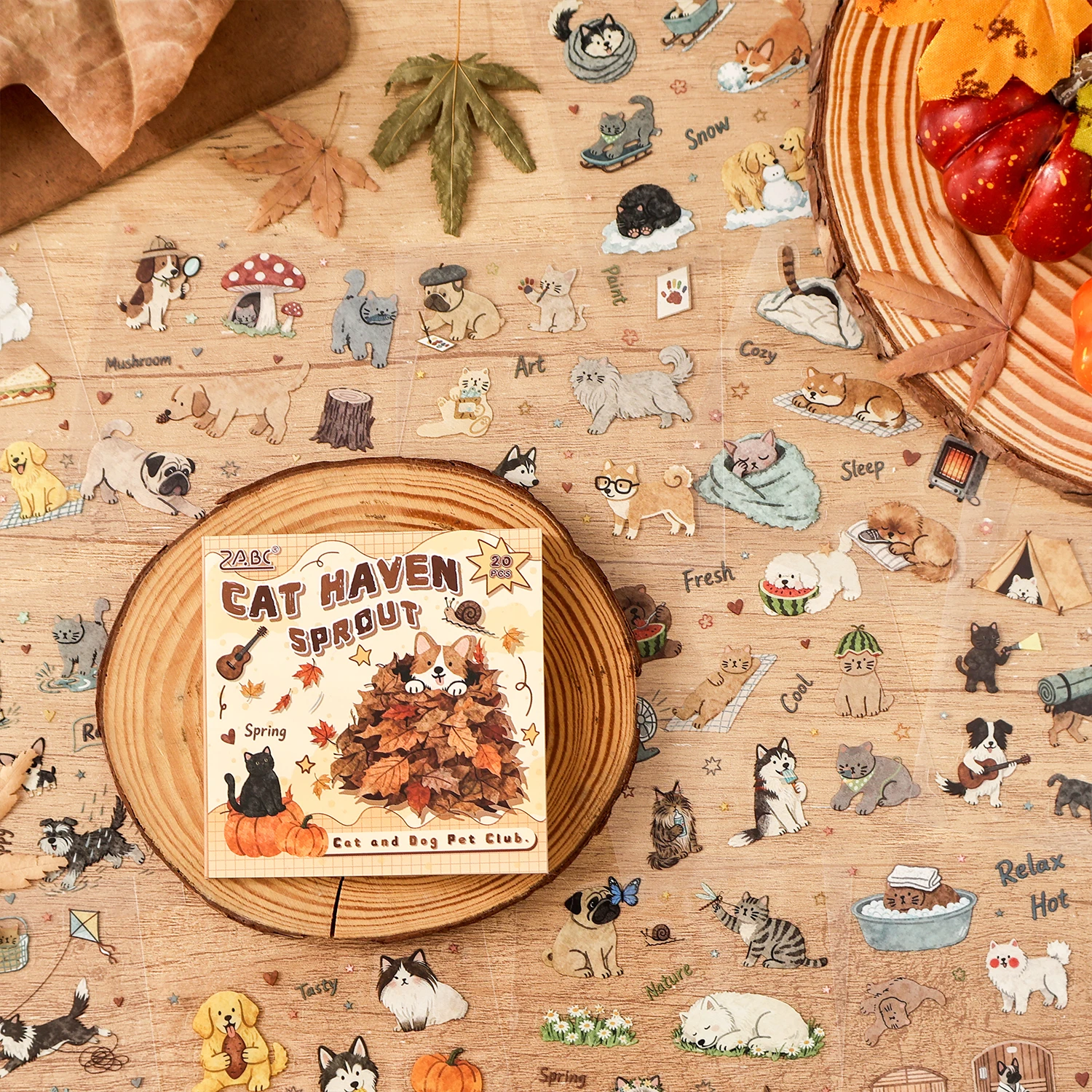 Cute Pet Themed 20/80 Sheets Die Cut Stickers Book Retro Cartoon Handmade Decoration Scrapbooking Phone Case Material