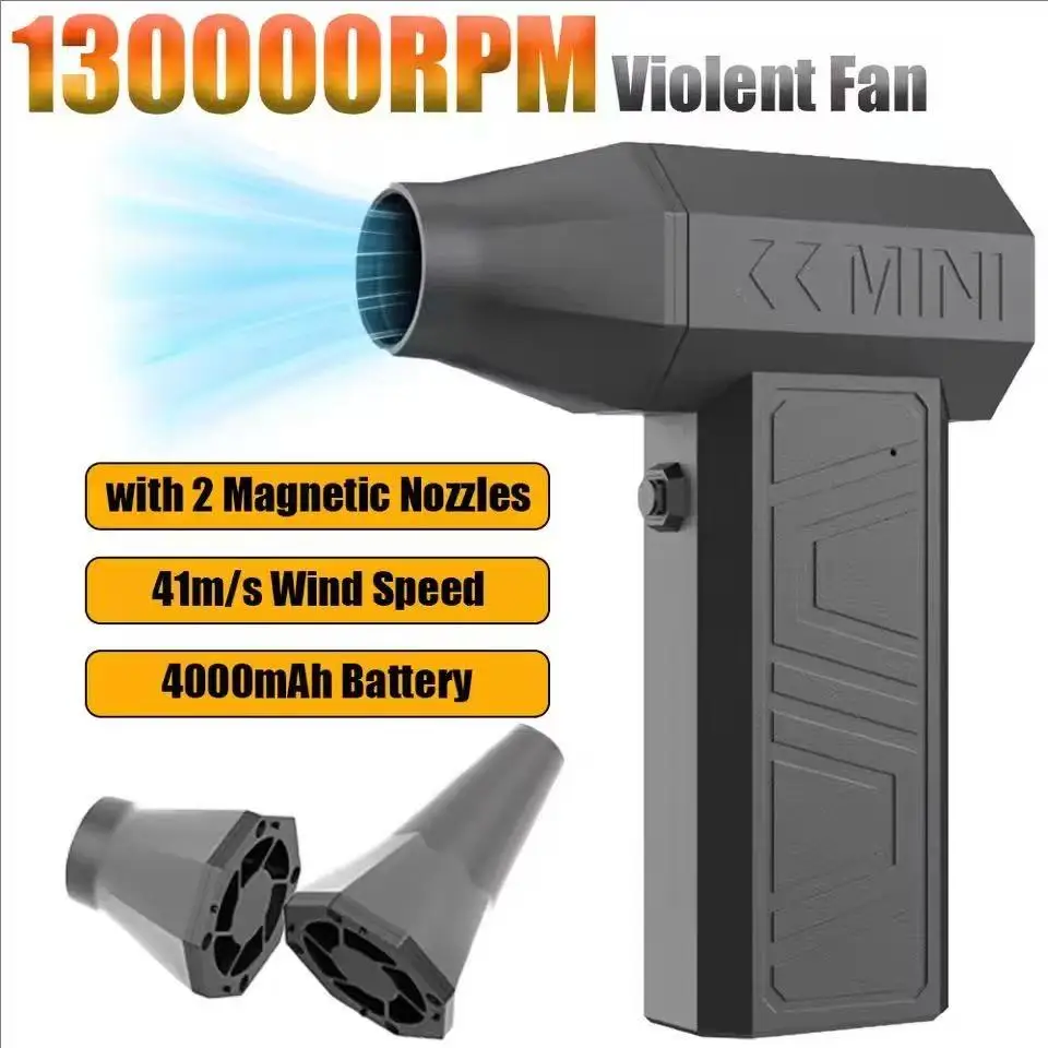 130000RPM Mini Fan Electric Air Duster Adjustable wind speed Portable Turbo Violent Blower Rechargeable Car Cleaning view 2