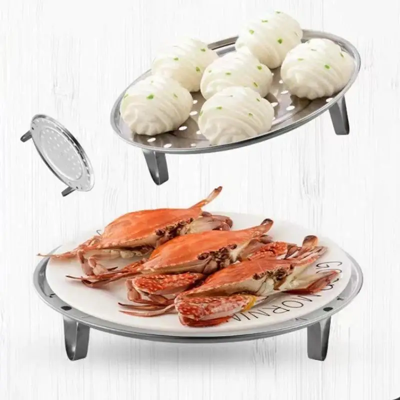 Stainless Steel Steaming Rack Food Steamer Tray Kitchen Pot Insert Plate Holder Elevated Steam Stand Cooking Tool