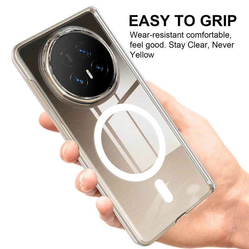Funda untuk Honor Magic V5 Case ELVEV Magnetic Hard PC Transparan Soft TPU Anti-sidik Jari dengan Penutup Ponsel Pengisian Daya Nirkabel