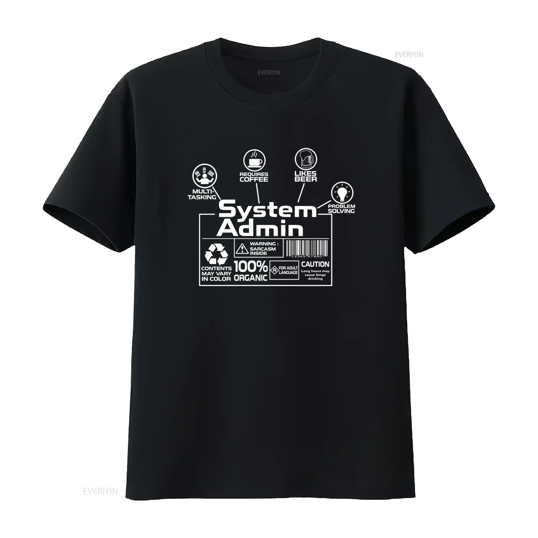 System Admin T Shirt for Beer Loving Multi Tasking Problem Solver with Coffee Requirement 100 Organic Adult Language vintage