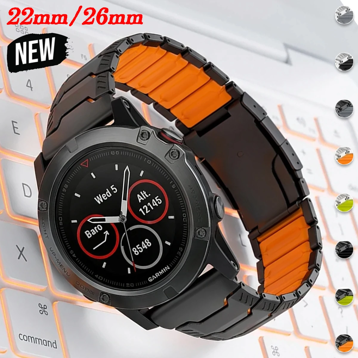 Titanium Silicone Magnetic Band for Garmin Watch Fenix 8 7X Pro 6X Enduro3 Strap For Garmin Tactix 7Pro Instinct 2X 22 26mm Band