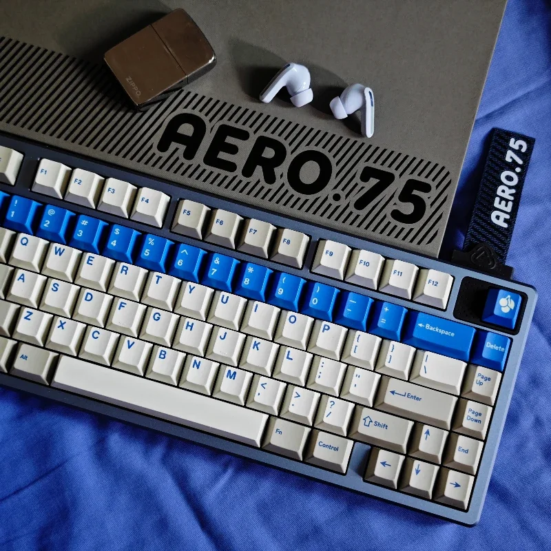 Blue Police Themed Keycaps Cherry Profile PBT Five Sided Heat Sublimation Keycaps Customized Complete Set of Mechanical Keyboard