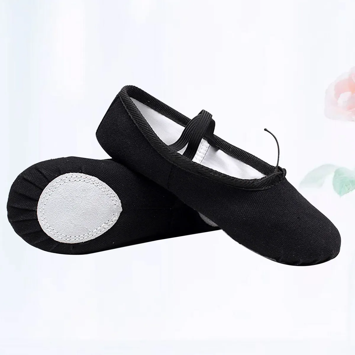 1Pair Soft Sole Yoga Shoes Lightweight Breathable Anti-Slip Ballet Dance Shoes Black Size 30 Elastic Cord for Kids