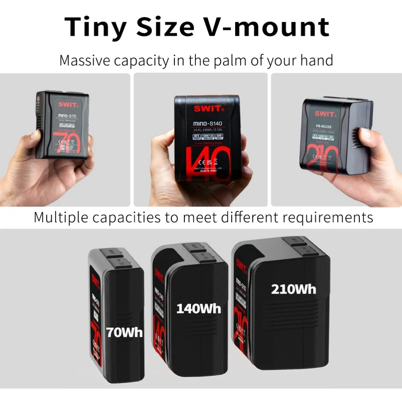 SWIT MINO-S70 MINO-S140 MINO-S210 Mini V Mount Battery USB-A USB-C D-Tap Fast Charging For Camera Camcorder Monitor