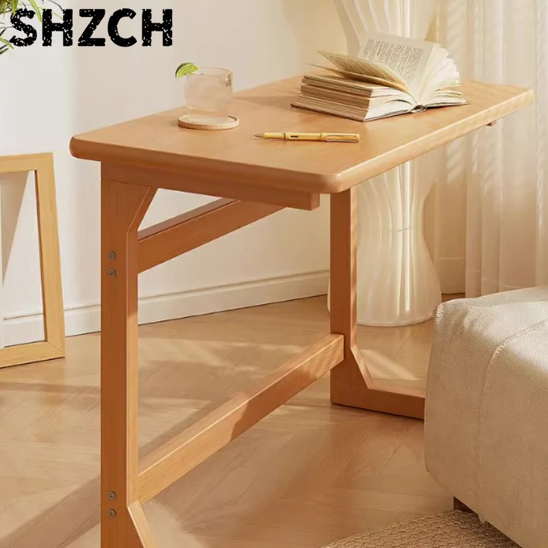 Log Style Living Room Side Table Furniture Bedroom Student Writing Computer Desk Simple Movable Sofa Side Table