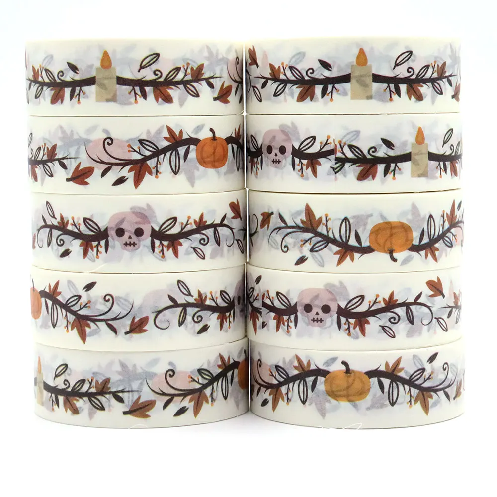 

NEW 10PC 15mm x 10m Halloween Pumpkin Candle Tape Scrapbooking Paper Masking Adhesive korean stationery Washi Tapes