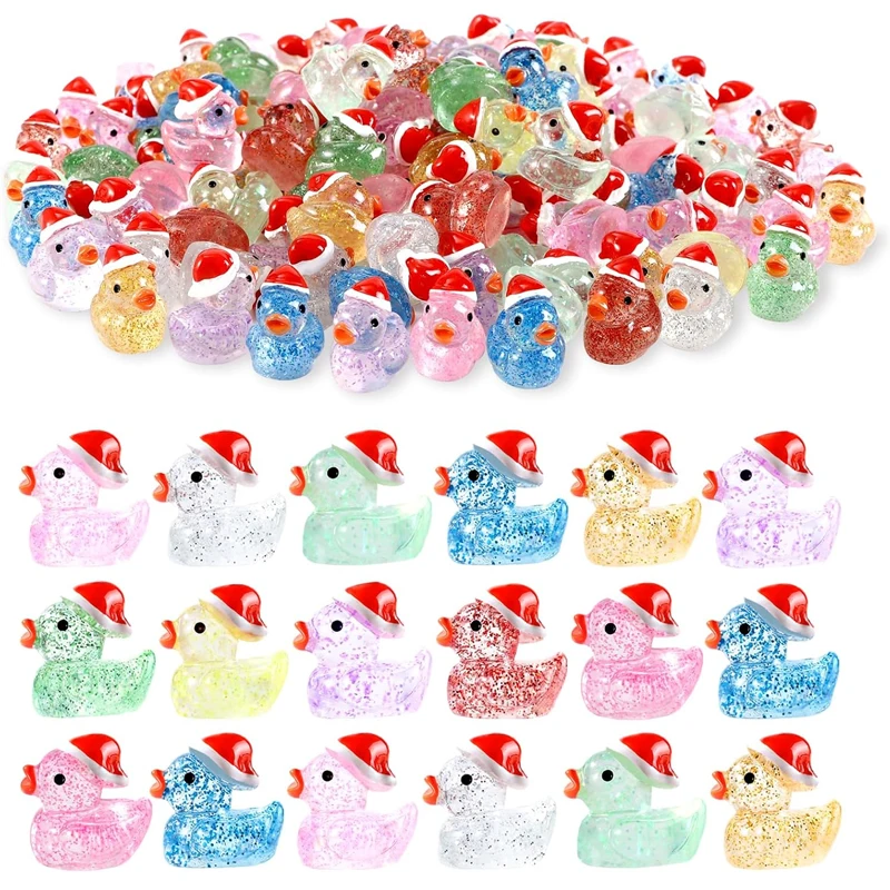

10/20Pcs Mini Resin Glitter Christmas Ducks Miniatures, Tiny Animals Figurines for Home Micro Landscape Plant Pot DIY Decoration