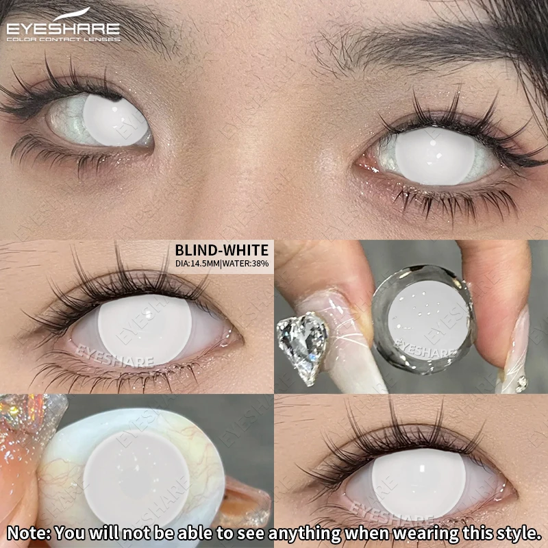 EYESHARE Halloween Weiß Farbige Kontaktlinsen Cosplay Verrückte Rote Kontaktlinsen Schwarz Anime Augenlinsen Weiße Schönheit Make-Up Linse – Detail 6