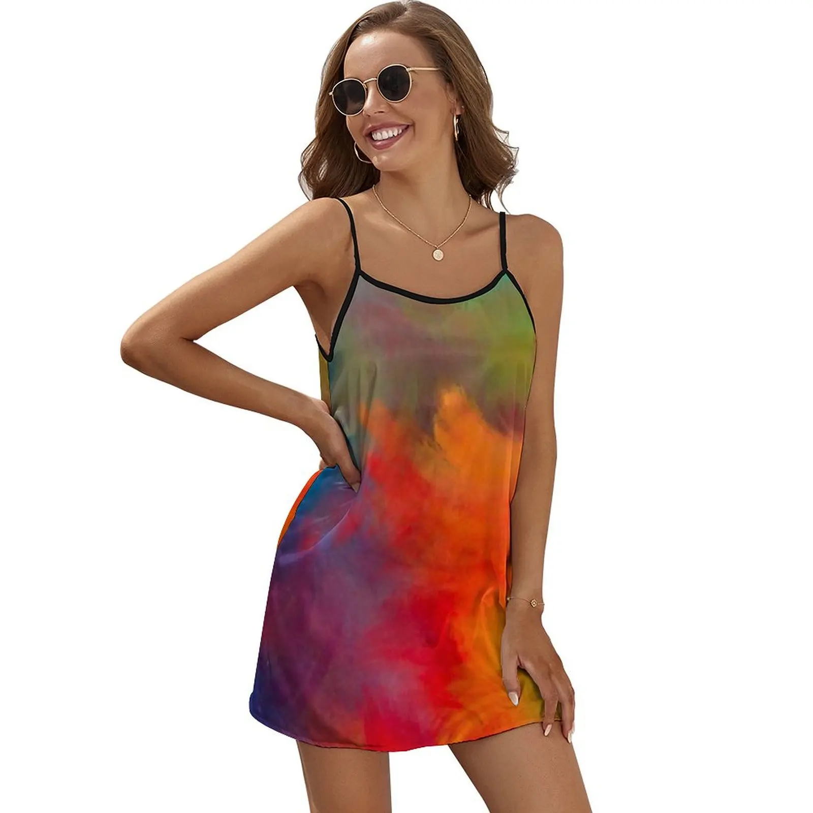 

Abstract Colorful Paint Strokes Sleeveless Dress Sleeveless Dress dress dresses long dresses for women Women's summer dresses