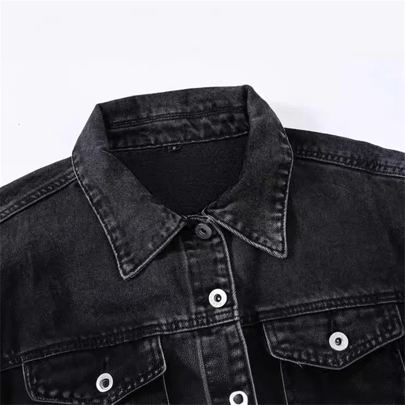 Streetwear Blue Black Denim Jacket Women's Chic Jeans Coat Oversize Loose Short Outerwear Female Casual Tops Retro Spring Autumn