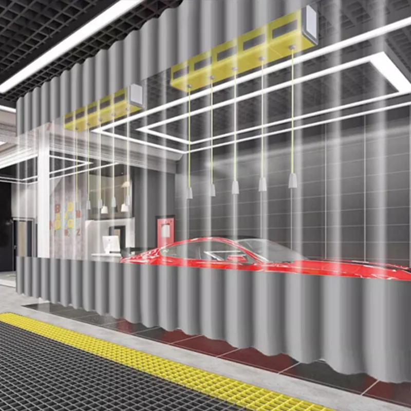 

Customized Tarpaulin Pavilion Car Wash Water Blocking Partition Curtain Edge Scraping Waterproof Pulling Curtain Rainproof