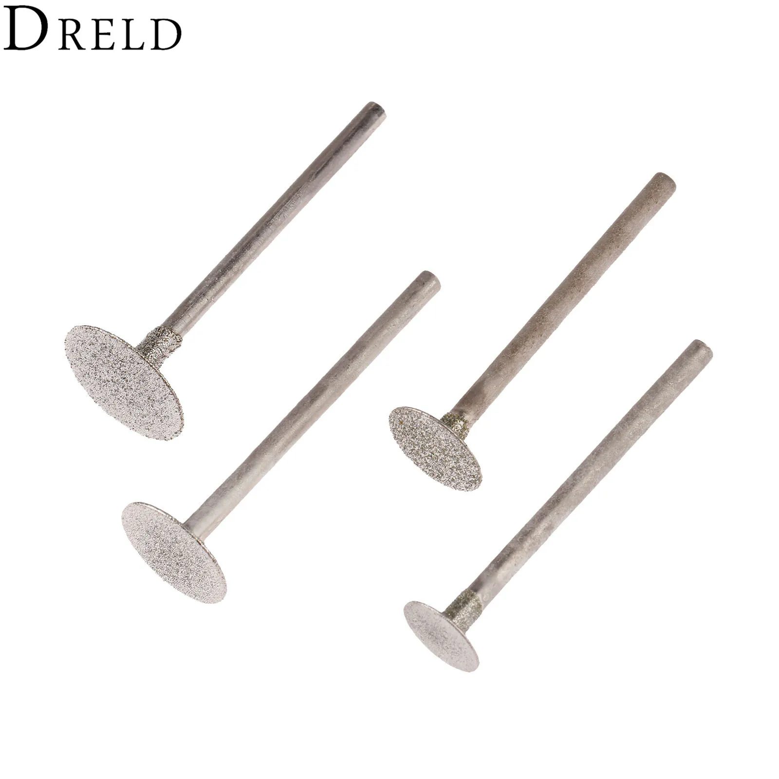 DRELD 4Pcs 3mm Shank Diamond Mounted Point Grinding Head Stone Jade Carving Polishing Engraving Tools for Dremel Accesories