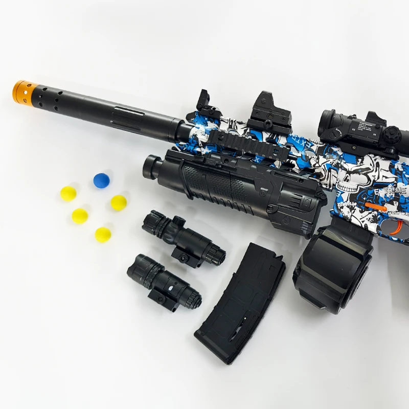 ปืนของเล่น M416 ปืนไฟฟ้าสำหรับเล่นกลางแจ้ง ยิงกระสุน ของเล่นปืนพกสำหรับเล่นกีฬาช่วงฤดูร้อน เหมาะสำหรับเกมส์ปฏิสัมพันธ์ระหว่างพ่อแม่ลูก เป็นของขวัญ