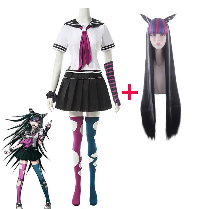 

Anime Danganronpa Mioda Ibuki Cosplay Costume Colorful Devil Horn Wig For Woman Halloween Carnival Costume Props