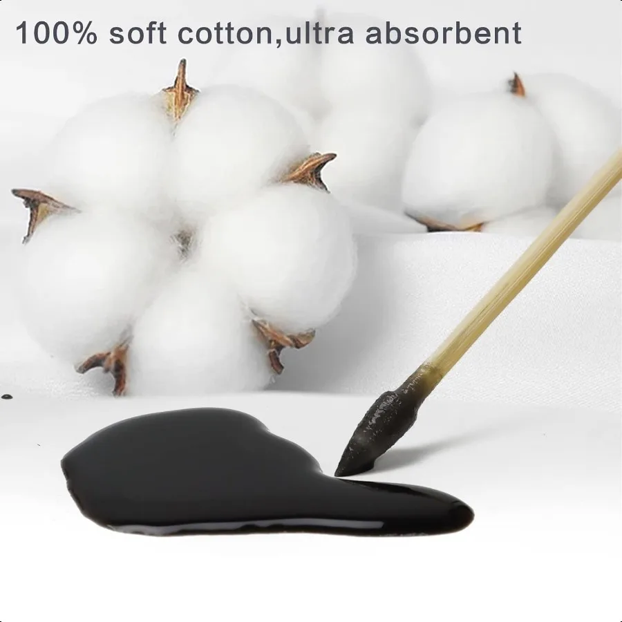 Tamponi per pulizia pistola di precisione da 500 pezzi da 6 pollici con custodia tamponi di cotone lunghi con manico in bambù senza pelucchi per la pulizia della pistola trucco El