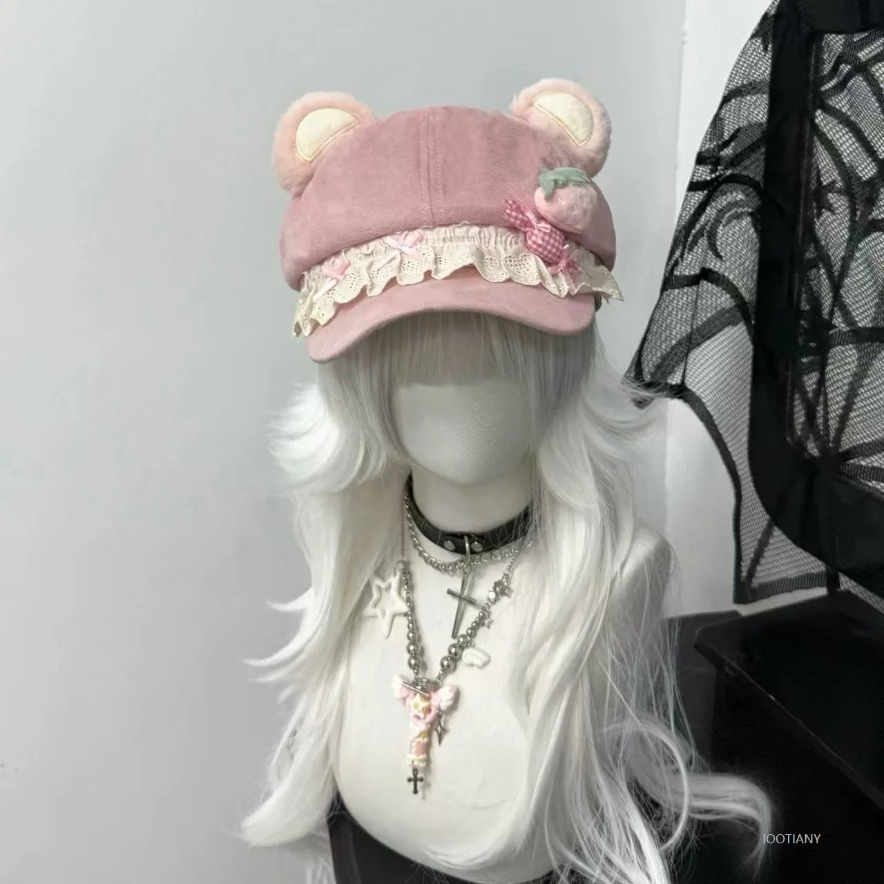 Damski kapelusz z króliczymi uszami, kapelusz imprezowy Y2k, akcesoria, japoński beret w stylu love, kapelusz damski, cosplay, lolita, urocza czapka baseballowa z uszkami, 2025