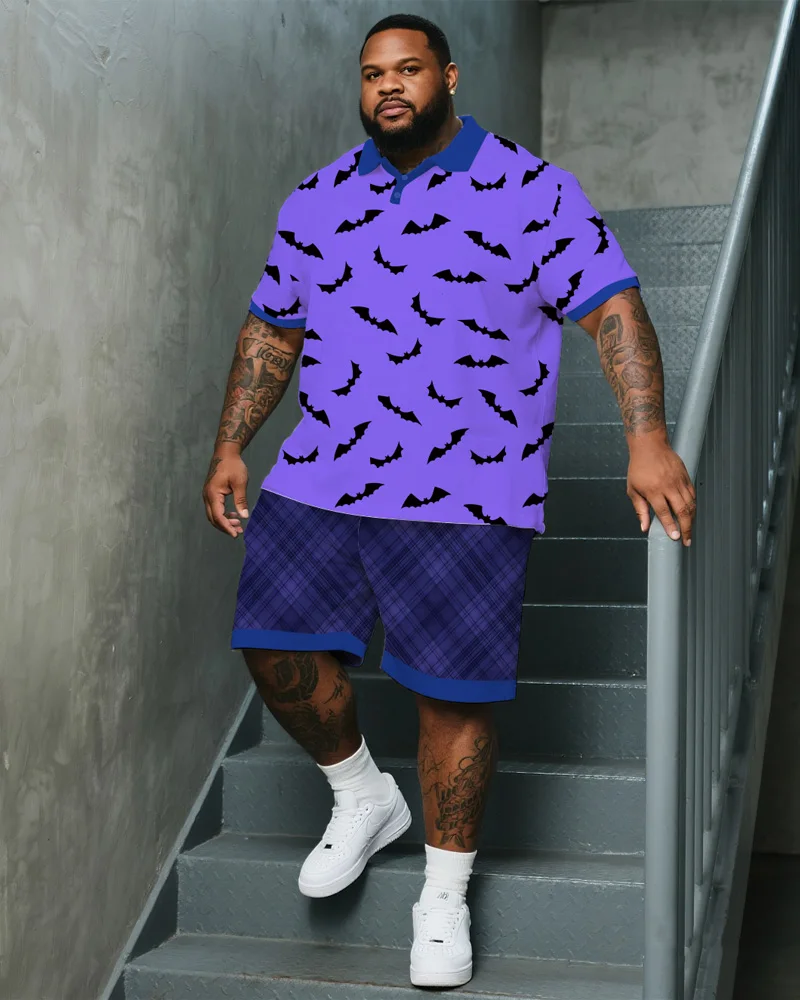 

Big & Tall S-9XL Men's Printed Polo Shirt, Short Sleeve Shirt, and Shorts Set