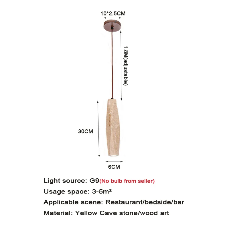 

Wabi-Sabi Pendant Lights Vintage Long Tube LED Hanging Lamp Natural Yellow Cave Restaurant Counter Chandeliers