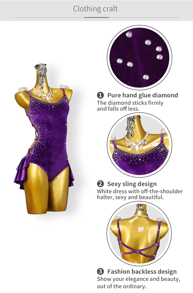 2026 Damen Lateinamerikanisches Tanzkleid Mädchen Kurze Kleidung Sexy Ballsaalrock Cabaret Kostüm Elegante Tanzkleidung Samba-Anzug – Detail 6