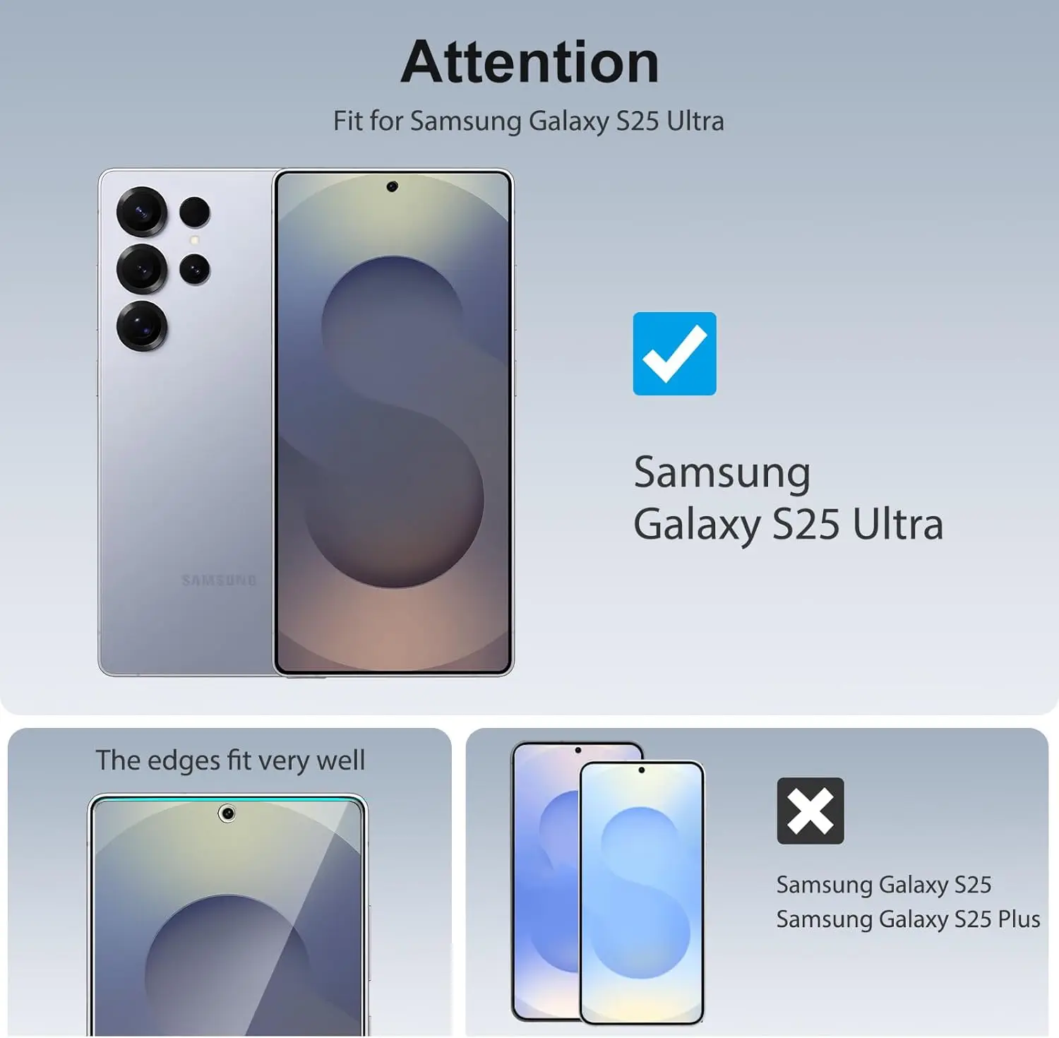 Protector de pantalla para Samsung Galaxy S25 Ultra templado vidrio 9H transparente antiarañazos